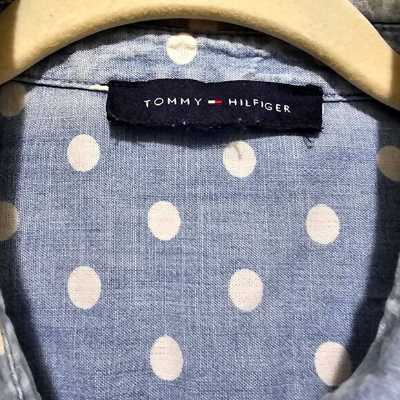 Tommy Hilfiger Womens Blue Polka Dot Button-Up Shirt Size M - Picture 7 of 12